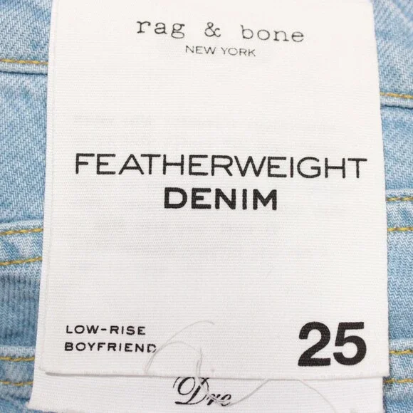 Rag & Bone NWT Low Rise Boyfriend Jeans Size 25 US Dre Featherweight Blue Denim